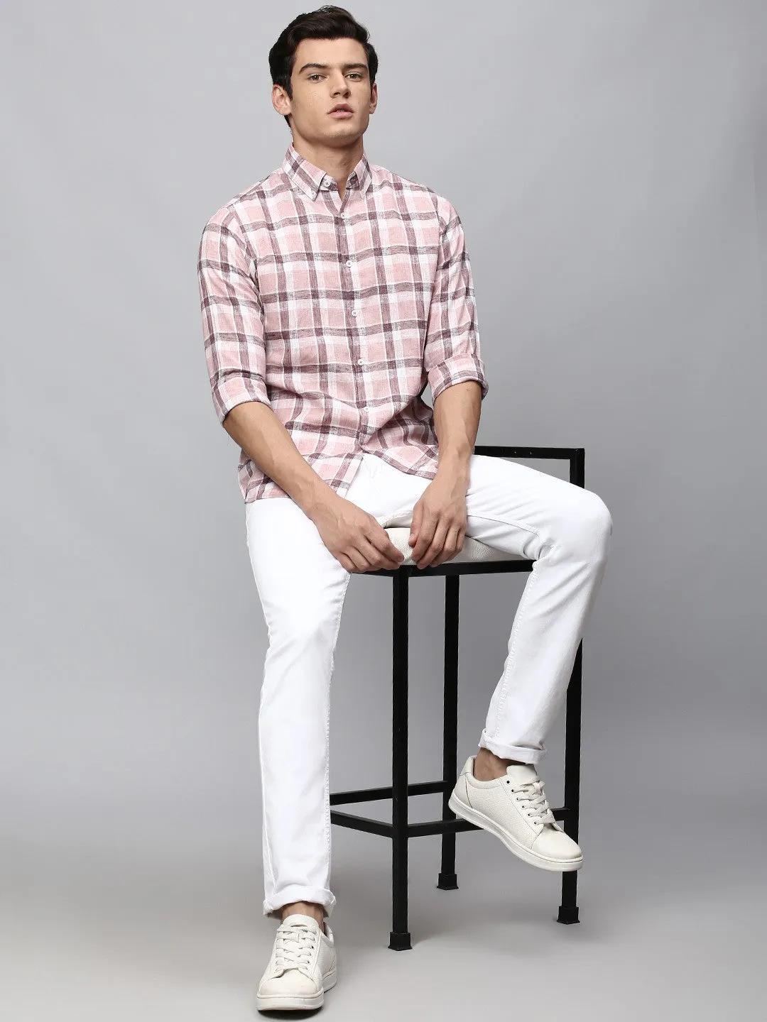 Men's Cuban Collar Regular Fit Solid Black Casual Shirts