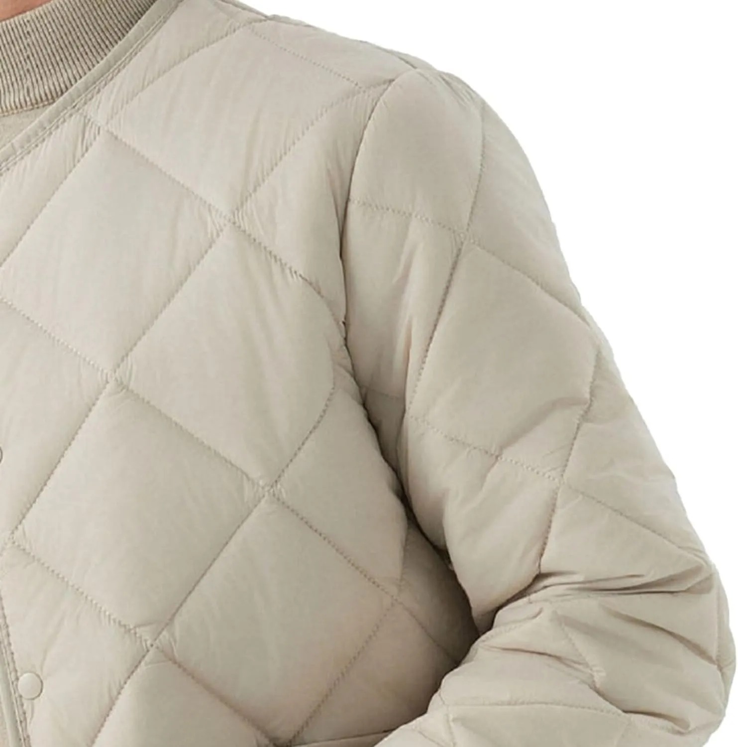 Mens Long-Sleeved Diamond Quilted Jacket Winter Warm Padded Coats Outwear Thicken Solid V Neck Cotton Coat