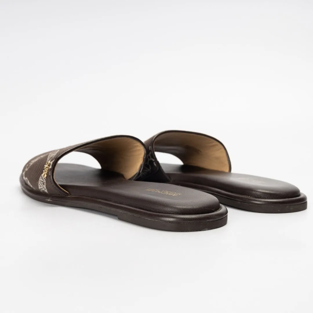 Michael Kors Hayworth Empire Logo Jacquard Slide Sandals