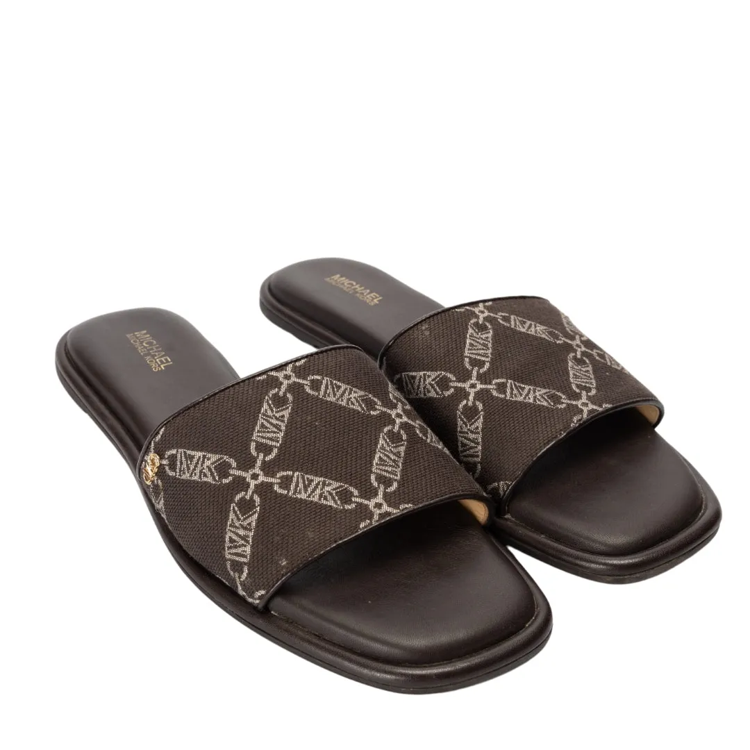 Michael Kors Hayworth Empire Logo Jacquard Slide Sandals