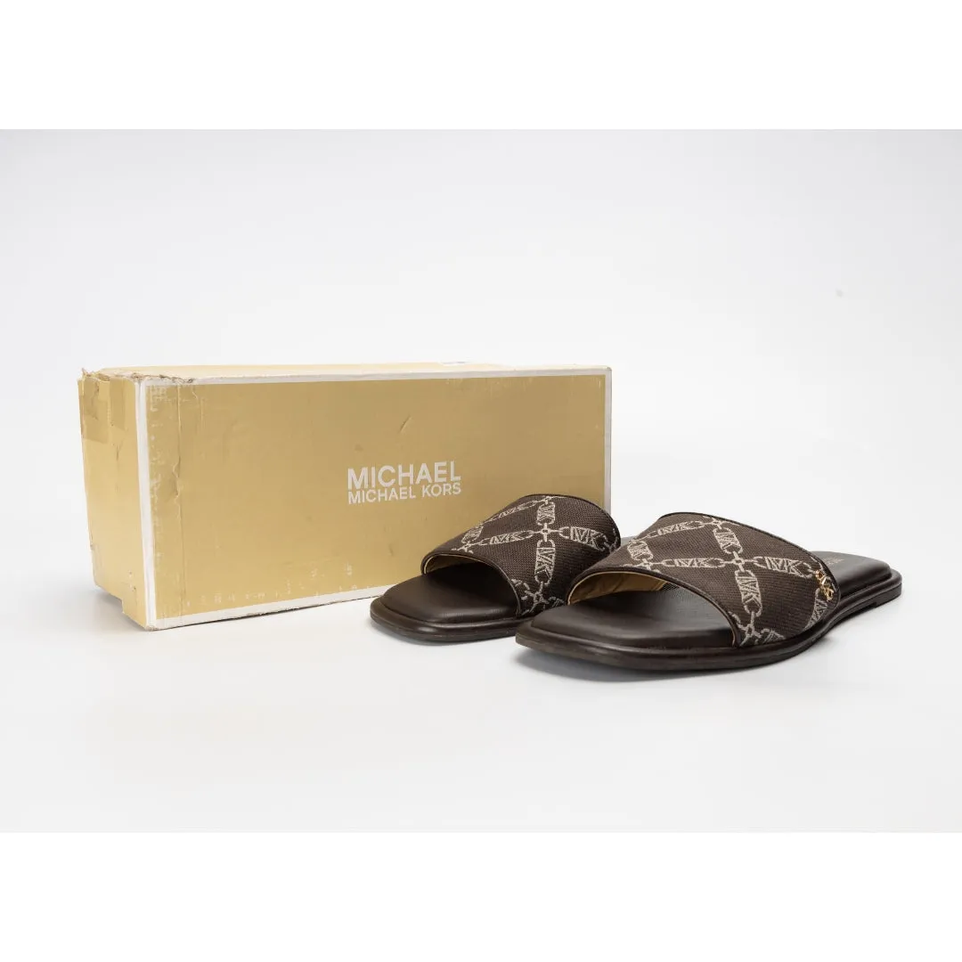 Michael Kors Hayworth Empire Logo Jacquard Slide Sandals
