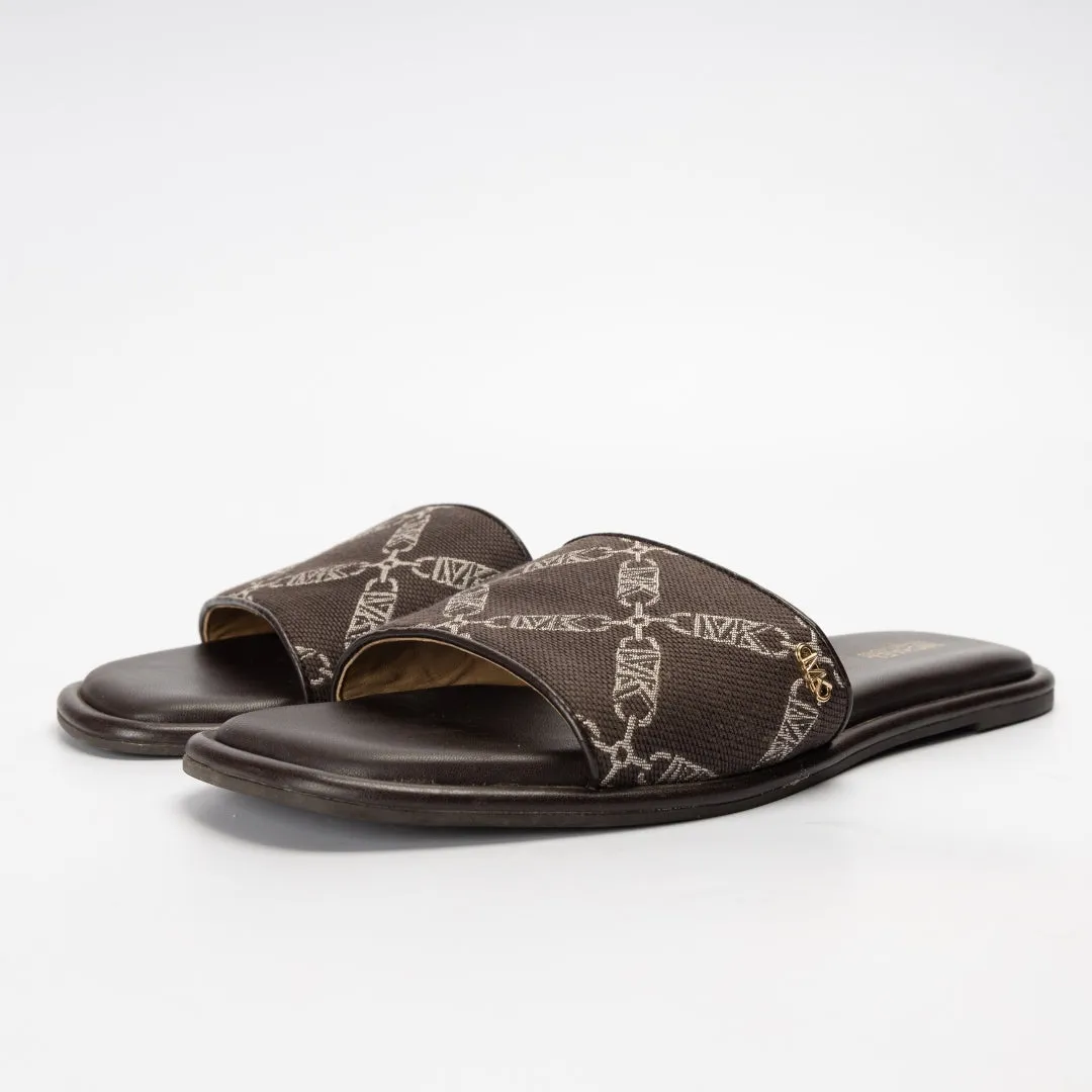 Michael Kors Hayworth Empire Logo Jacquard Slide Sandals