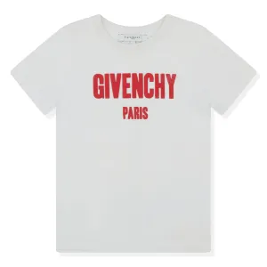 Preloved - Givenchy Paris Logo White Red Kids T Shirt