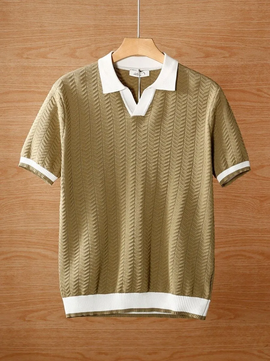 Retro Contrast Collar Casual Sweater Shirt