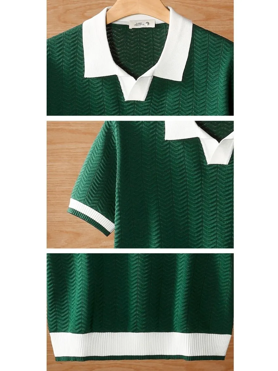 Retro Contrast Collar Casual Sweater Shirt