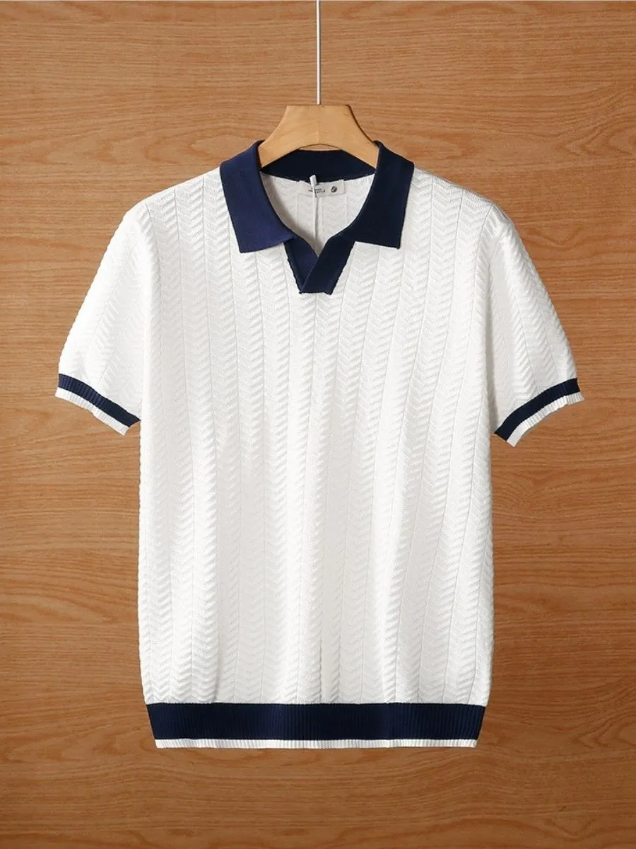 Retro Contrast Collar Casual Sweater Shirt