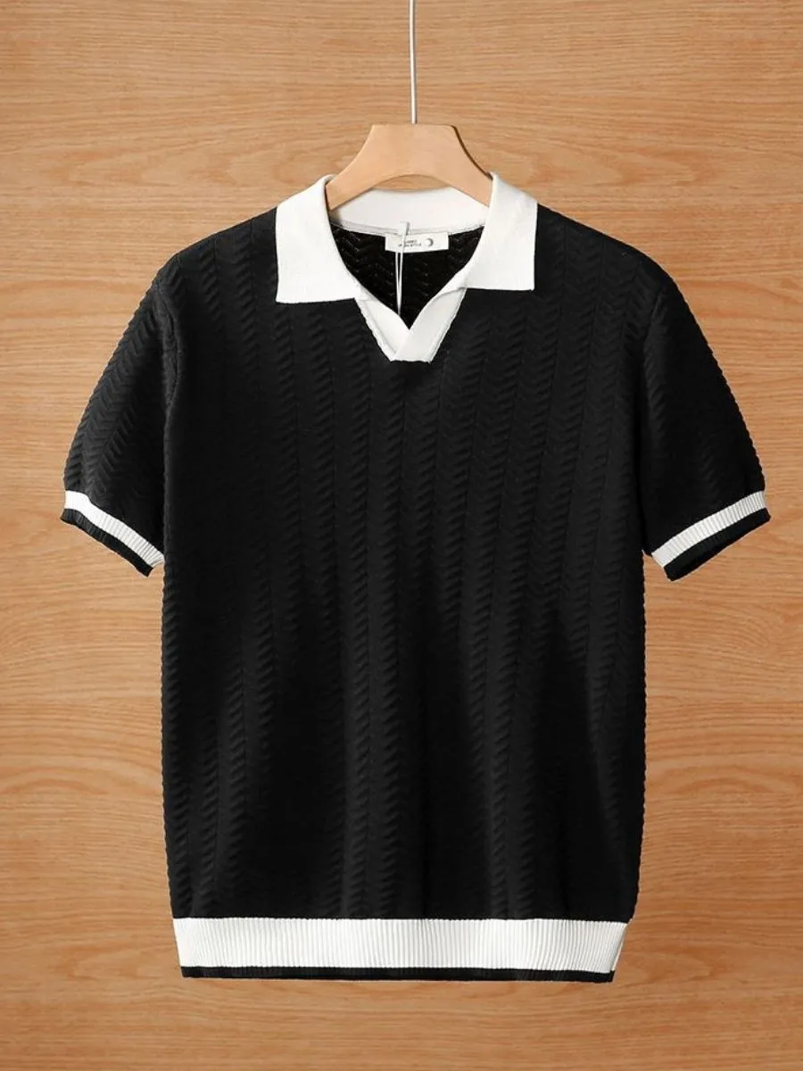 Retro Contrast Collar Casual Sweater Shirt