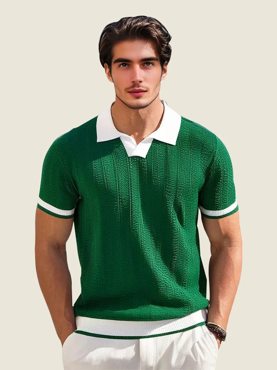 Retro Contrast Collar Casual Sweater Shirt