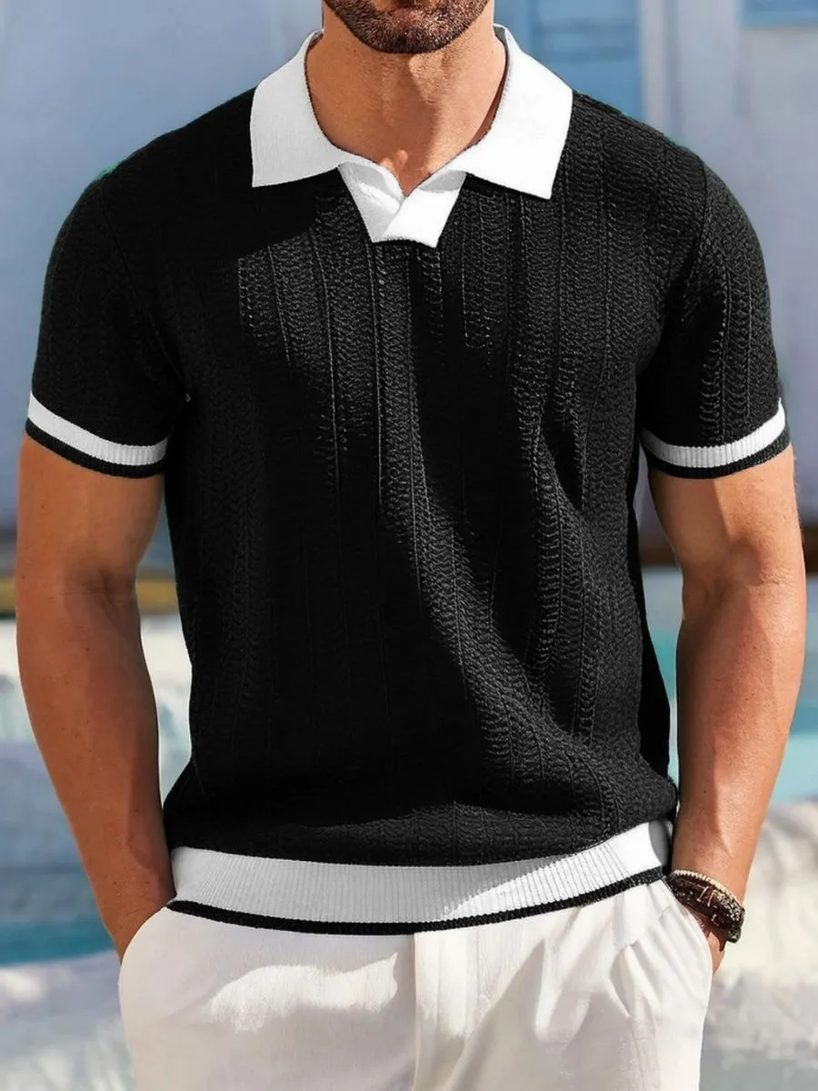 Retro Contrast Collar Casual Sweater Shirt