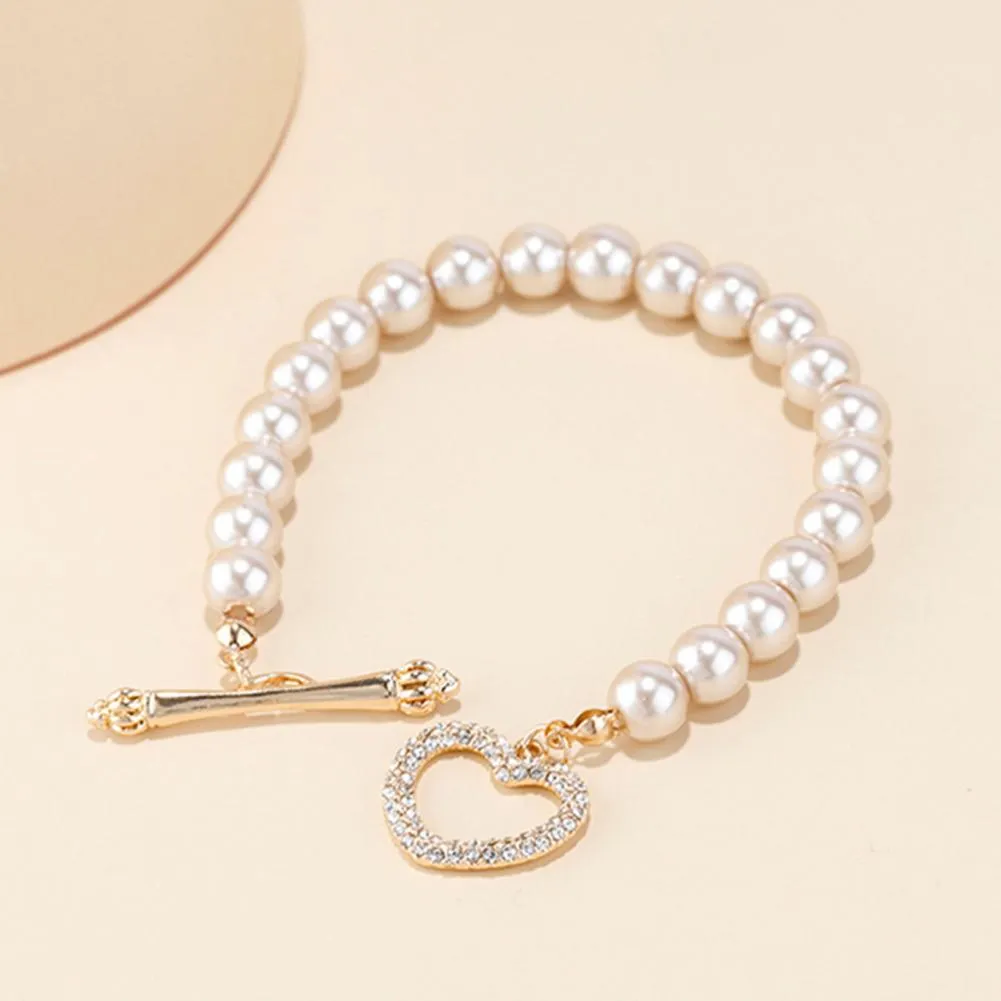 Rhinestone Toggle Heart Bracelet