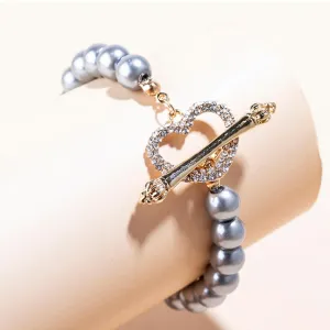 Rhinestone Toggle Heart Bracelet