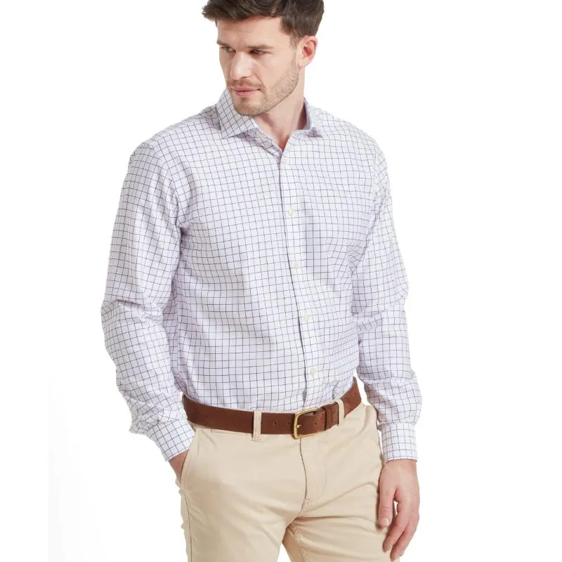 Schoffel Greenwich Single Cuff Classic Mens Shirt - Purple Check