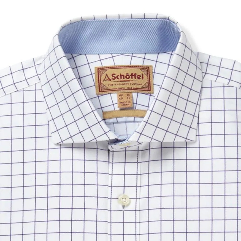 Schoffel Greenwich Single Cuff Classic Mens Shirt - Purple Check