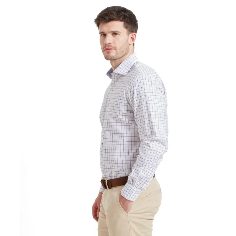Schoffel Greenwich Single Cuff Classic Mens Shirt - Purple Check