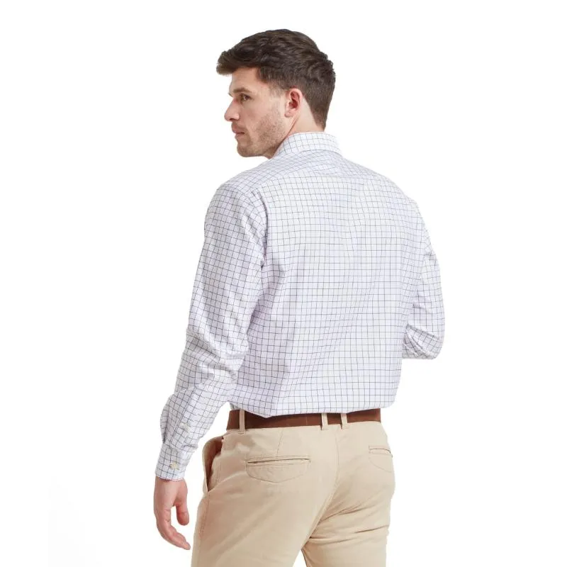 Schoffel Greenwich Single Cuff Classic Mens Shirt - Purple Check