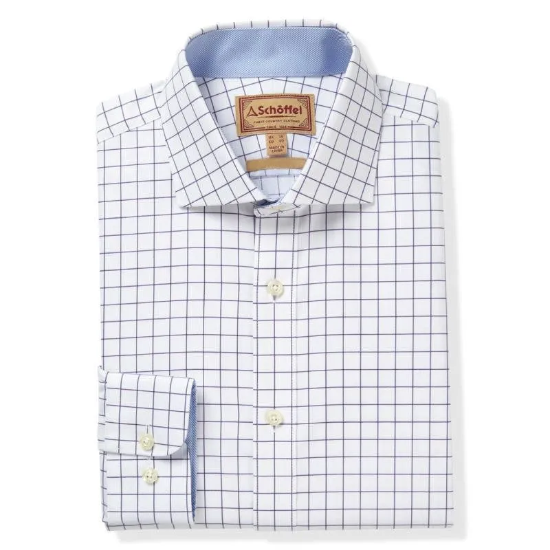Schoffel Greenwich Single Cuff Classic Mens Shirt - Purple Check
