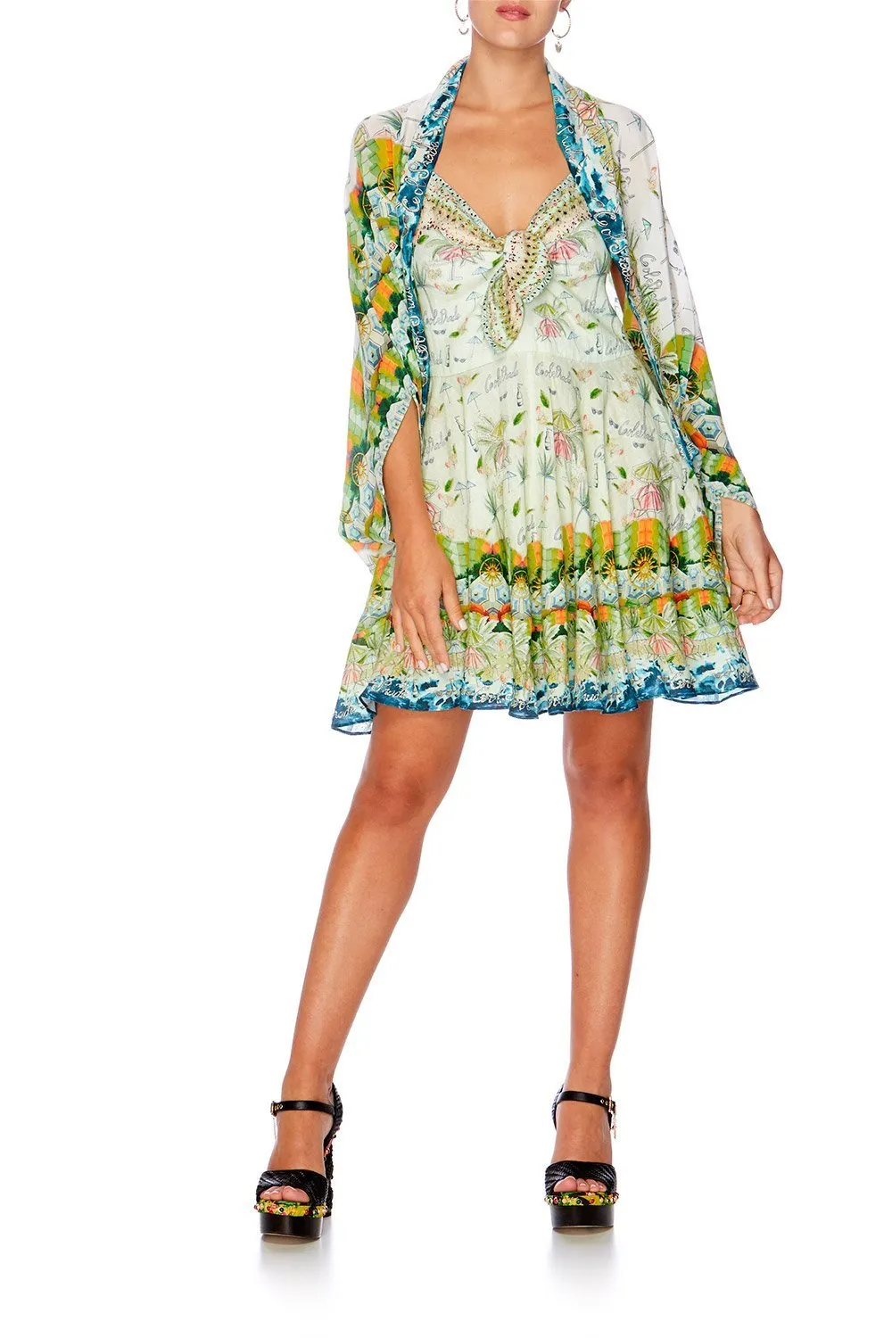 SHORT DRESS WITH TIE FRONT SUNDOWNERS