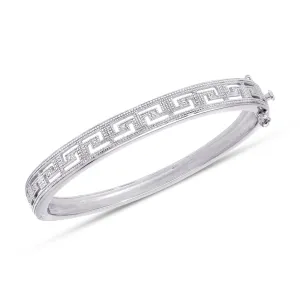 Silver Plated Diamond Accent Greek Key Bangle