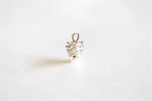 Sterling Silver Wholesale Pinecone Charm- 925 Pine Cone Pendant, Small Silver Conifer Tree Charm, Nature Forest Woodland Charm, 290