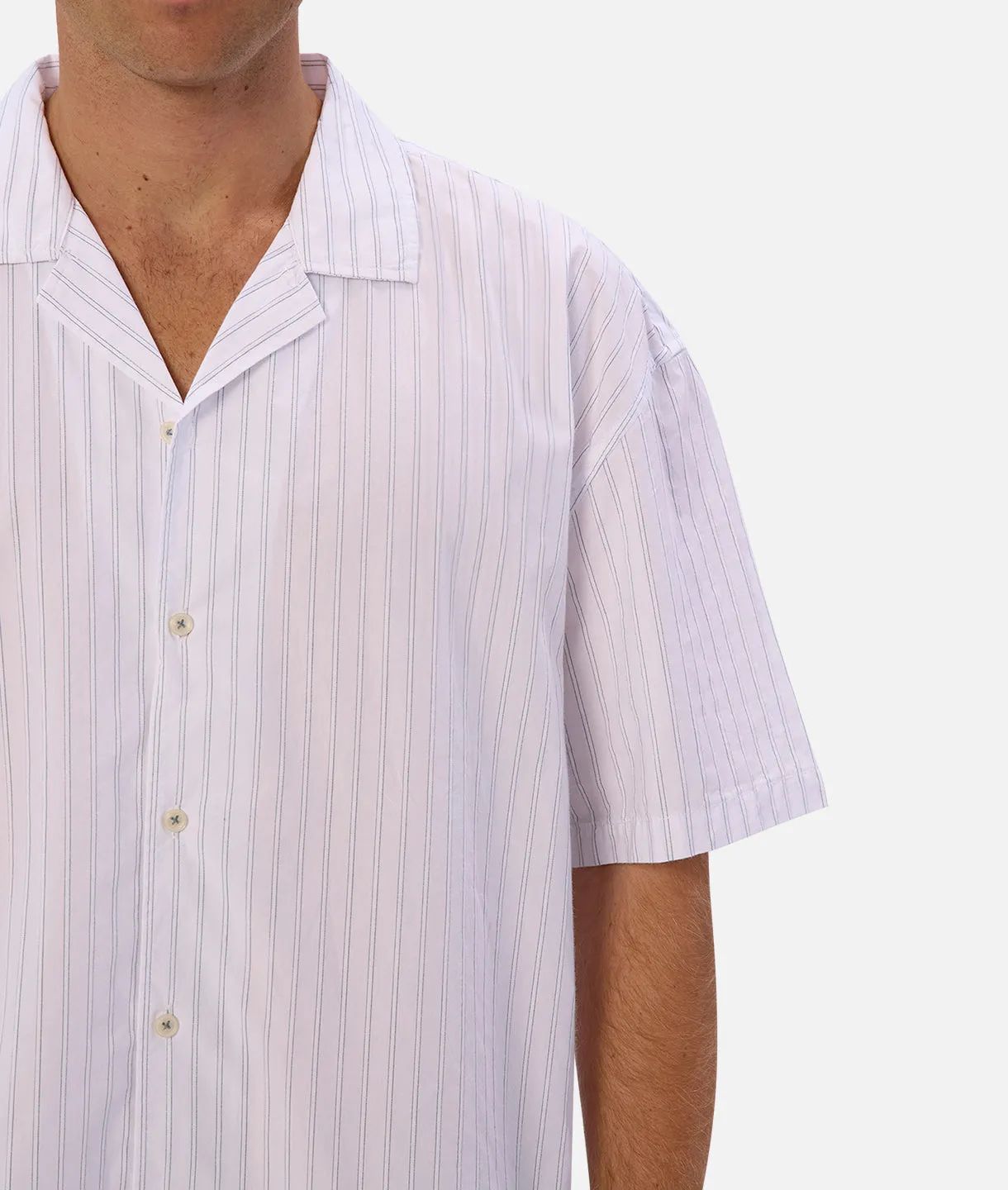 The Yale S/s Shirt - Off White Blue