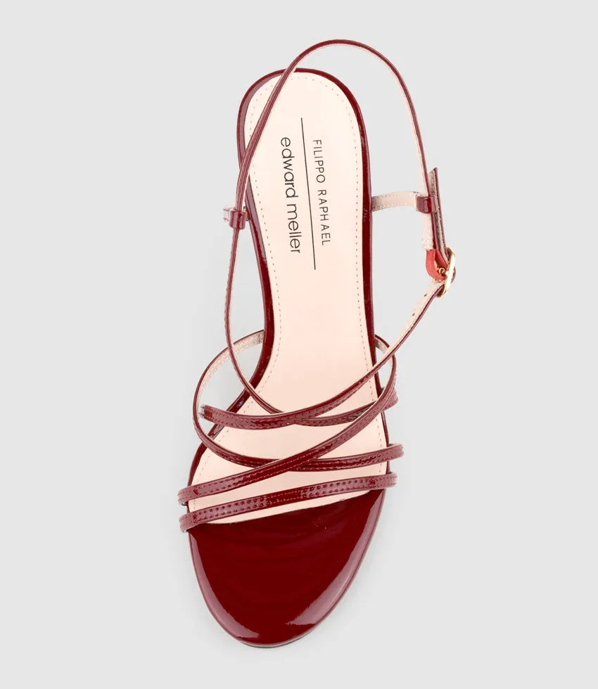 WILLA100 Strappy Sandal in Ruby Patent