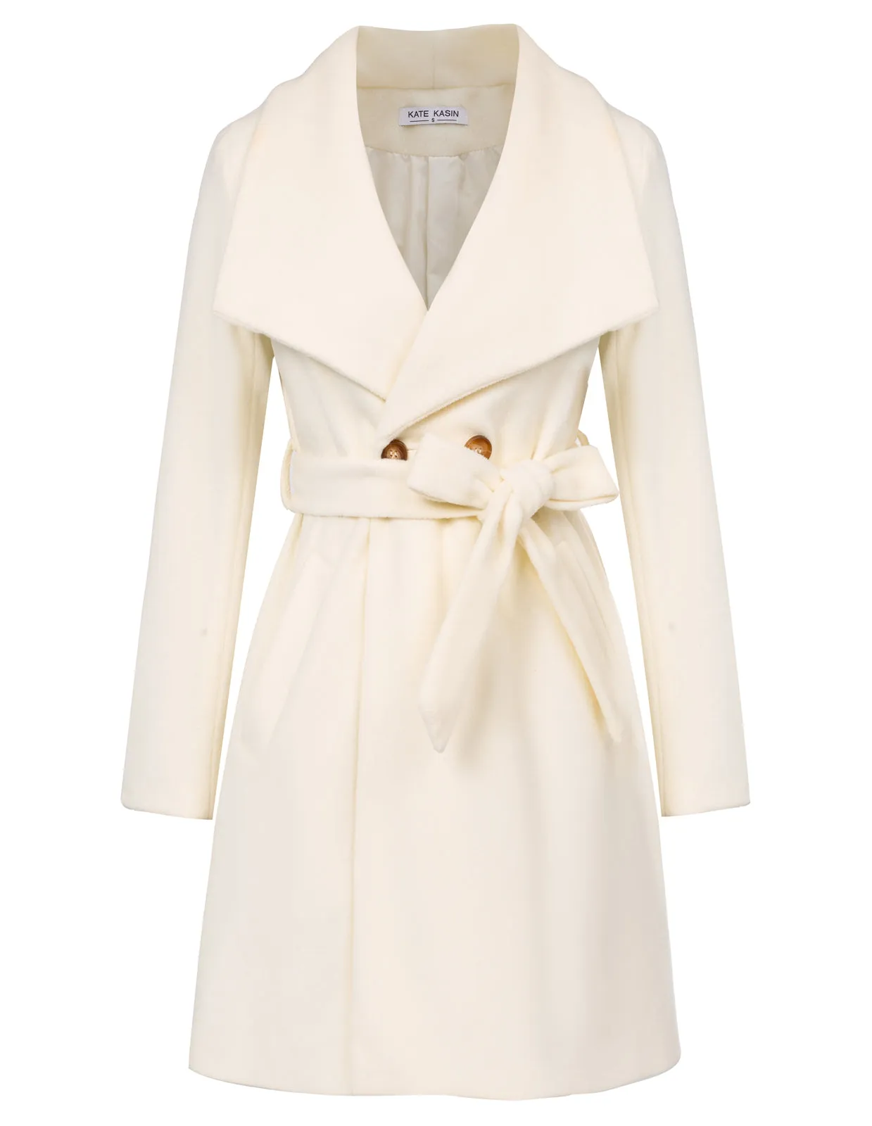 Women Lapel Collar Peacoat Casual Double Breasted Above Knee Overcoat