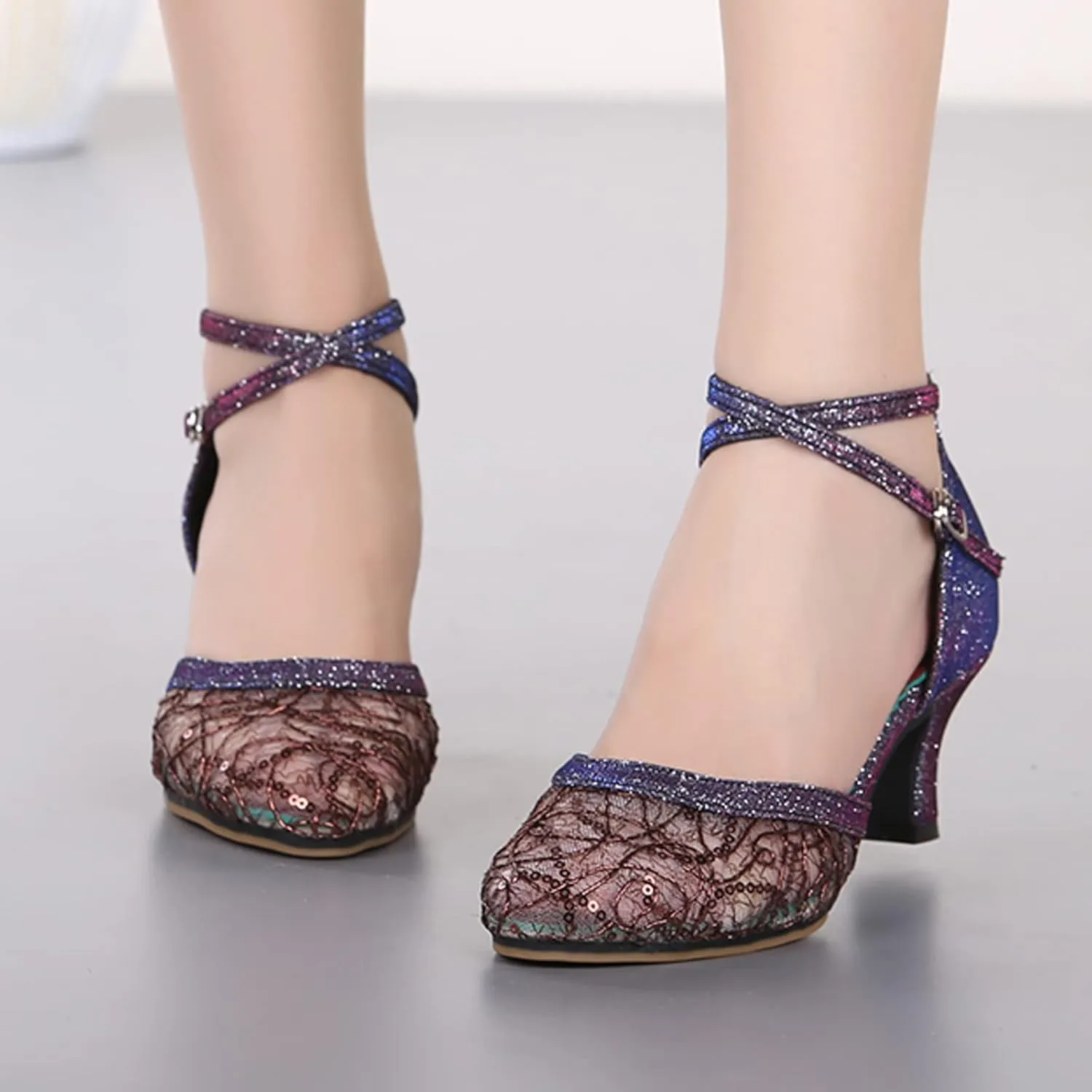 Women Rhinestone Ballroom Dance Shoes Latin Performance Dance Casual Shoes Yoga Mat Sandals for Women