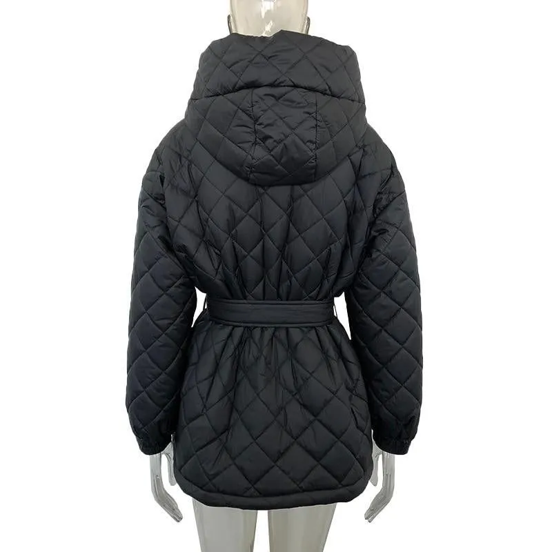 Women's Arygle Hooded Parkas Winter Coat