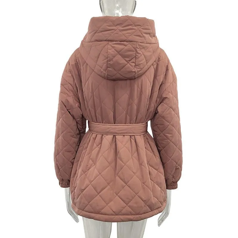 Women's Arygle Hooded Parkas Winter Coat