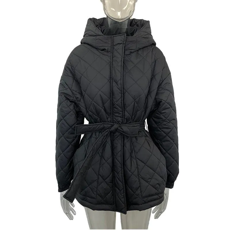 Women's Arygle Hooded Parkas Winter Coat