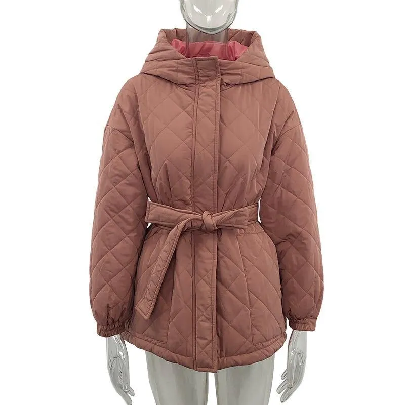 Women's Arygle Hooded Parkas Winter Coat