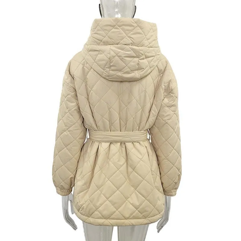 Women's Arygle Hooded Parkas Winter Coat
