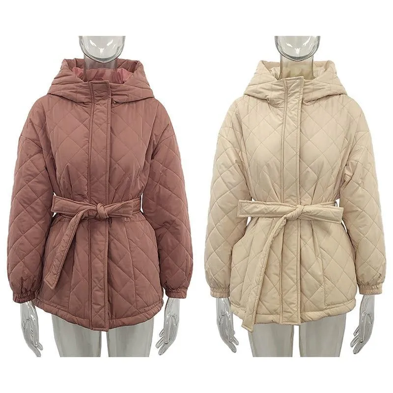Women's Arygle Hooded Parkas Winter Coat