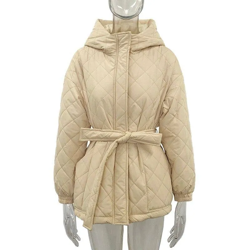 Women's Arygle Hooded Parkas Winter Coat
