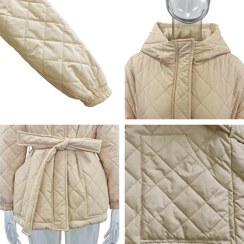 Women's Arygle Hooded Parkas Winter Coat