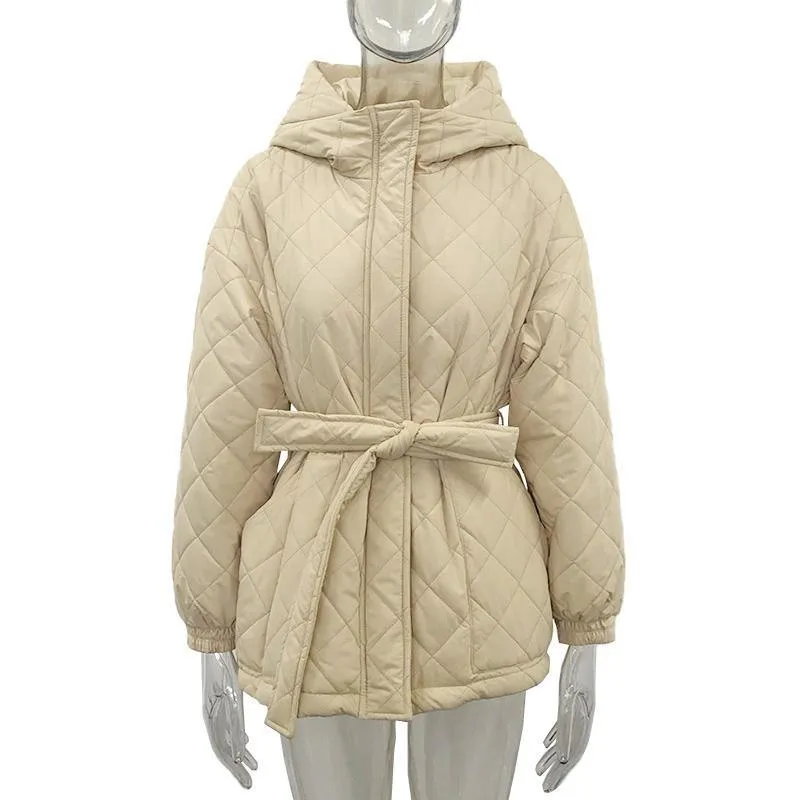 Women's Arygle Hooded Parkas Winter Coat