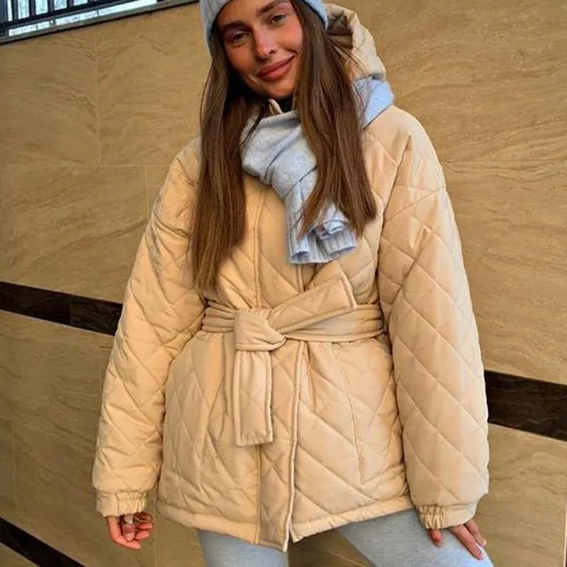 Women's Arygle Hooded Parkas Winter Coat
